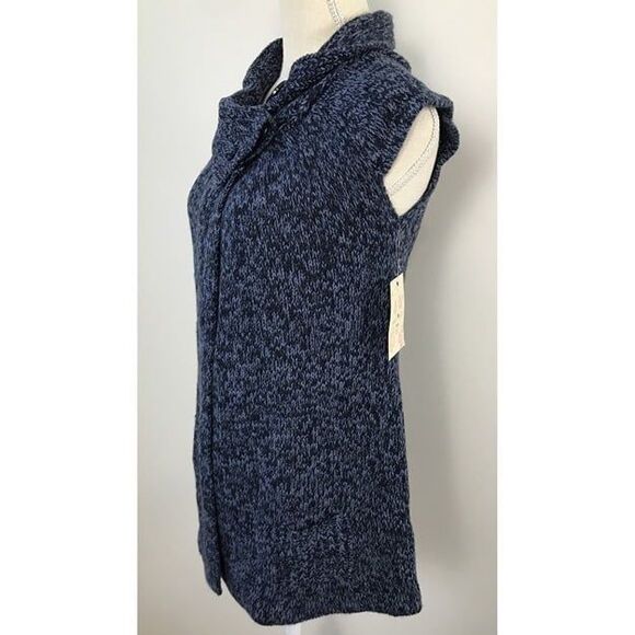 Derek Heart Cardigan Sweater Vest Juniors Medium Cap Sleeve Cowl Neck Blue NWT - Picture 3 of 10